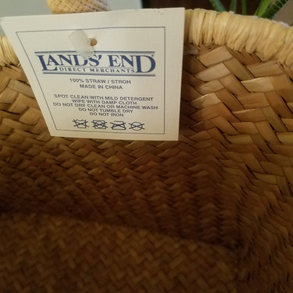 New Lands' End Straw Pattern Tote Bag - Picture 3 of 10